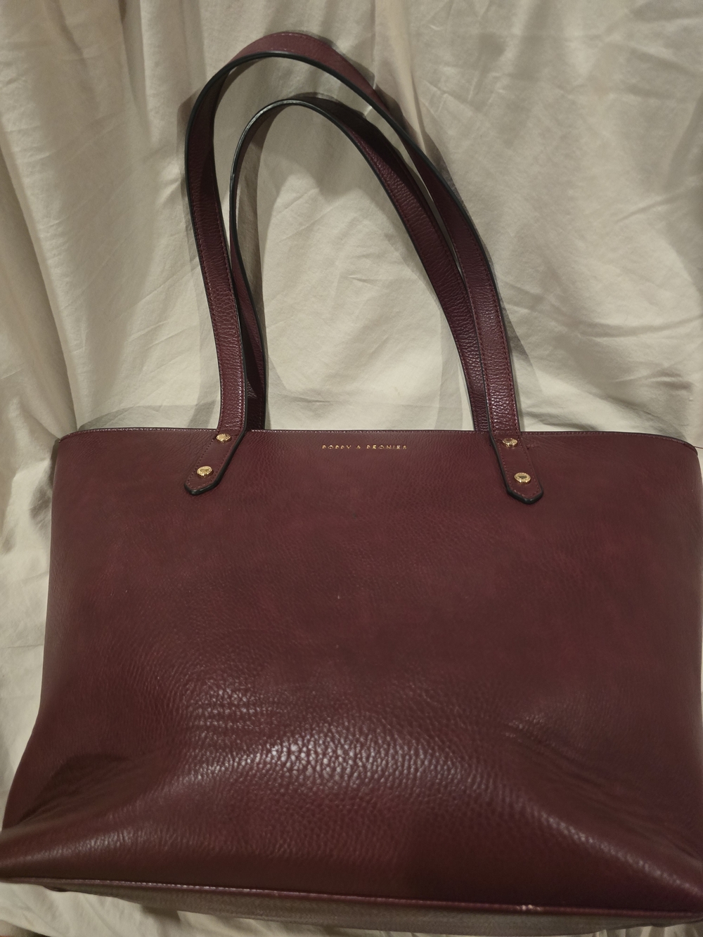 Poppy & Peonies Burgundy Leather Tote